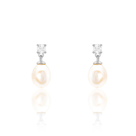 Boucles D'oreilles Pendantes Dolores Argent  Perle De Culture Et Oxyde - Pendantes Femme | Marc Orian