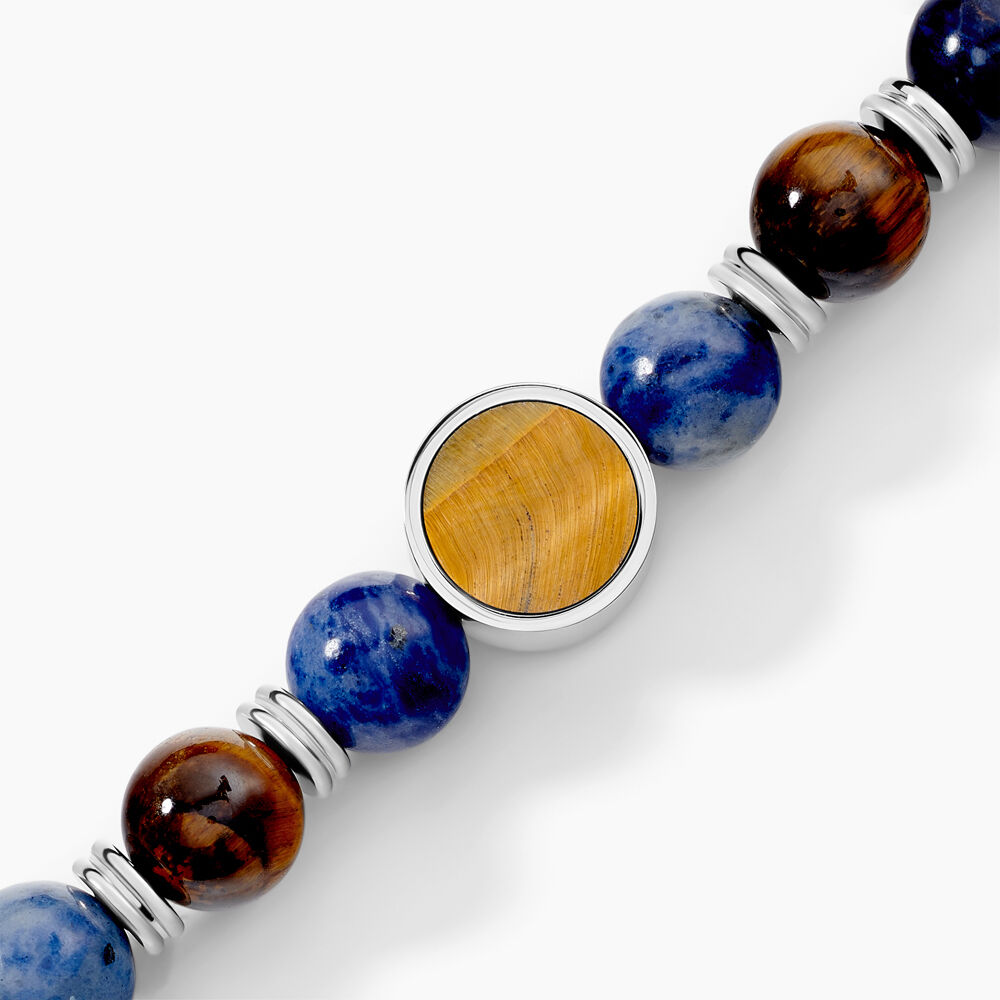 Bracelet Jourdan Archimedes Acier Argenté Oeil De Tigre Sodalite - Bijoux Homme | Marc Orian