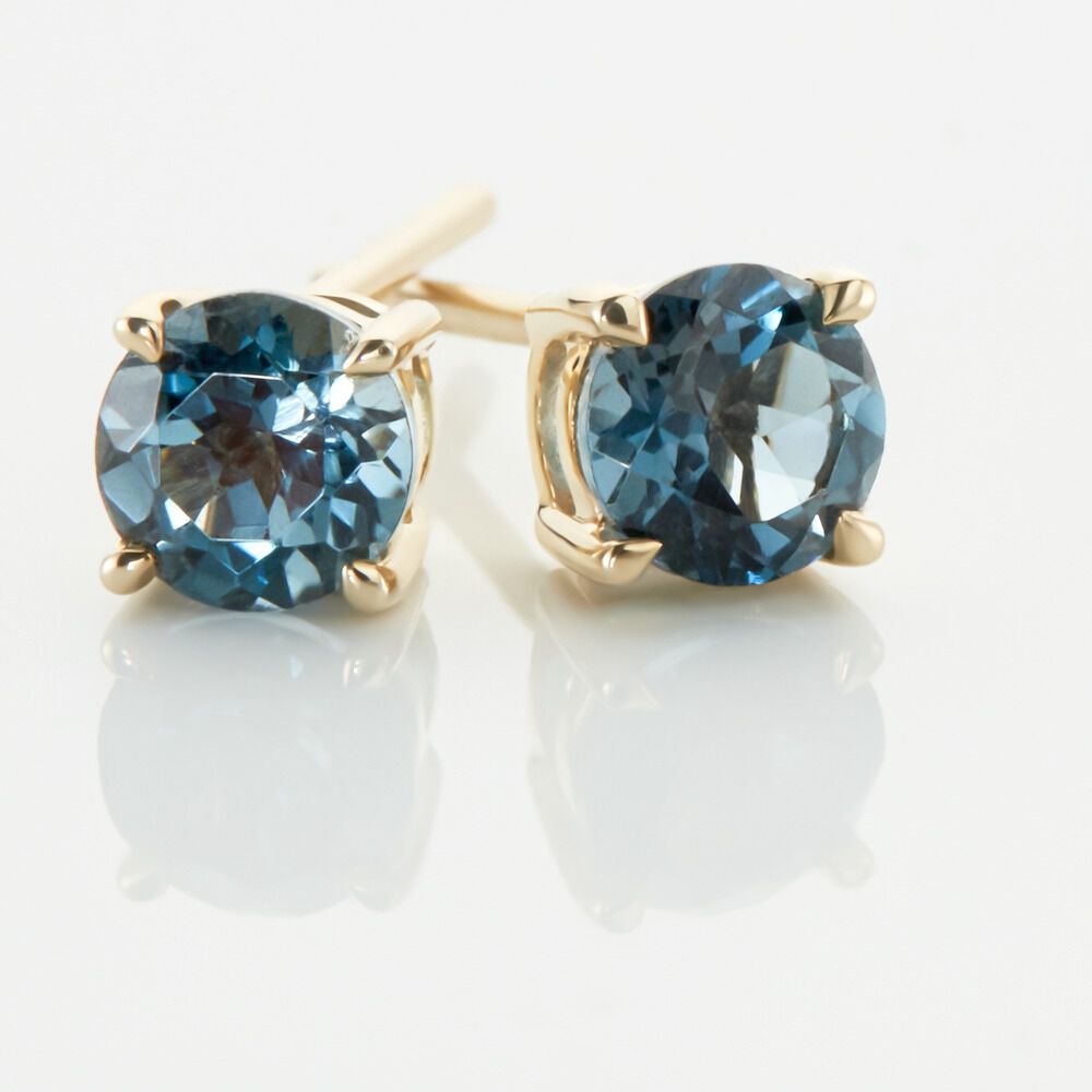 Boucles D'oreilles Puces Elea Or Jaune Topaze Bleu London - Puces Femme | Marc Orian