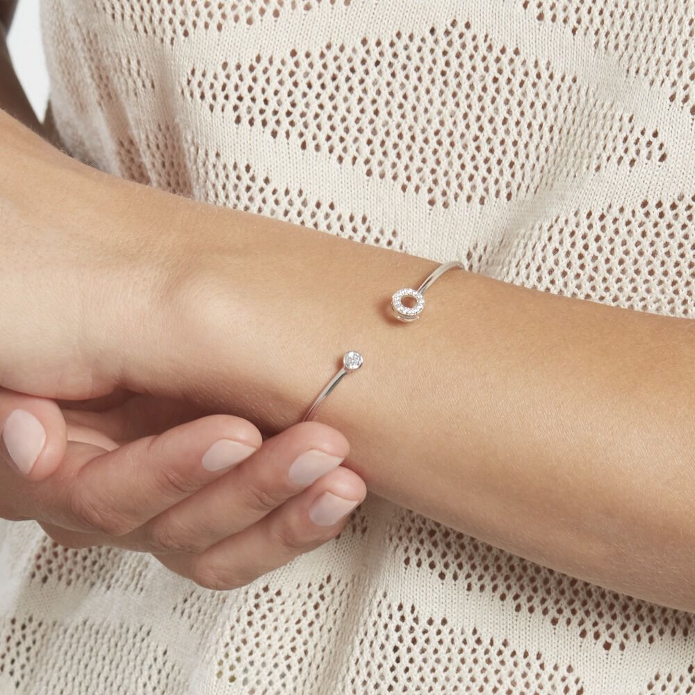 Bracelet Jonc Elorie Argent Blanc Oxyde De Zirconium - Bracelets joncs Femme | Marc Orian