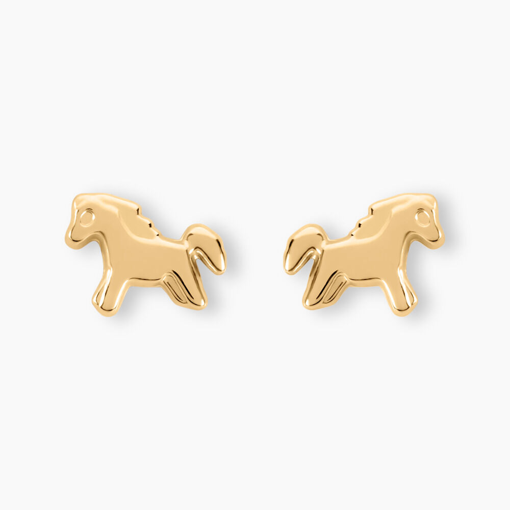 Boucles D'oreilles Puces Freyia Cheval Or Jaune - Puces Enfant | Marc Orian