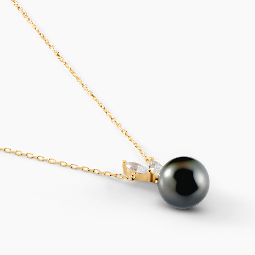Collier Giuseppe Or Jaune Perle De Tahiti Oxyde Zirconium - Colliers avec pierres Femme | Marc Orian