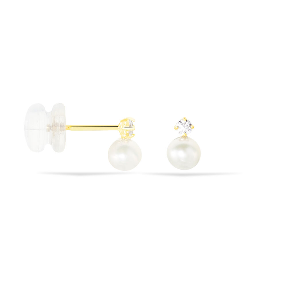 Boucles D'oreilles Puces Eolande Or Jaune Perle De Culture - Puces Femme | Marc Orian