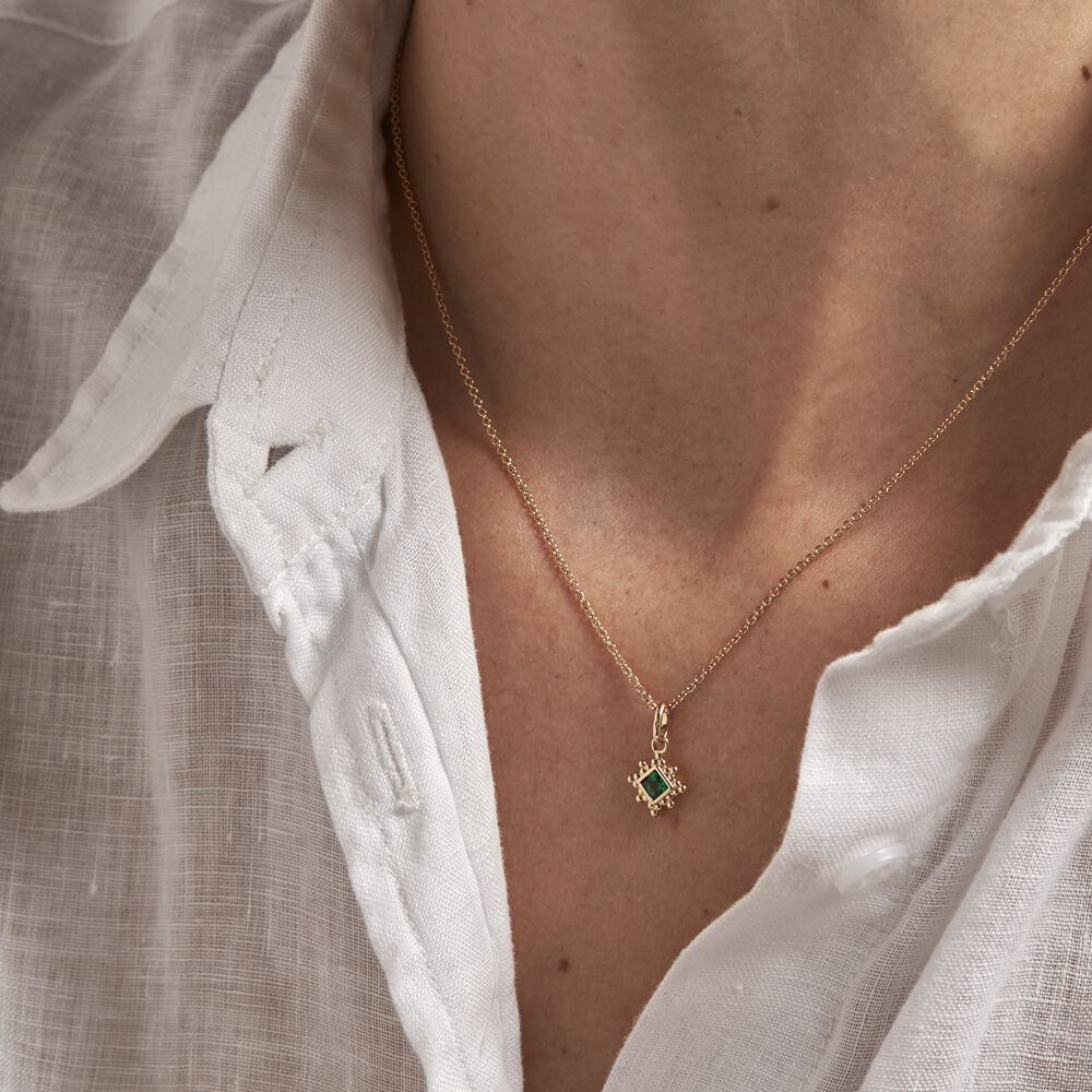 Collier Bobbie Plaque Or Spinelle Vert - Colliers avec pierres Femme | Marc Orian