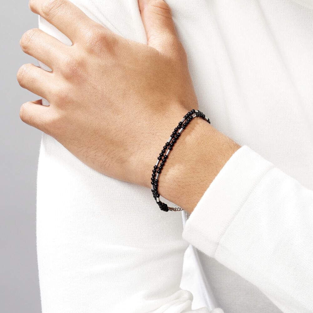 Bracelet Acier Blanc Augusto Agate - Bracelets chaînes Homme | Marc Orian