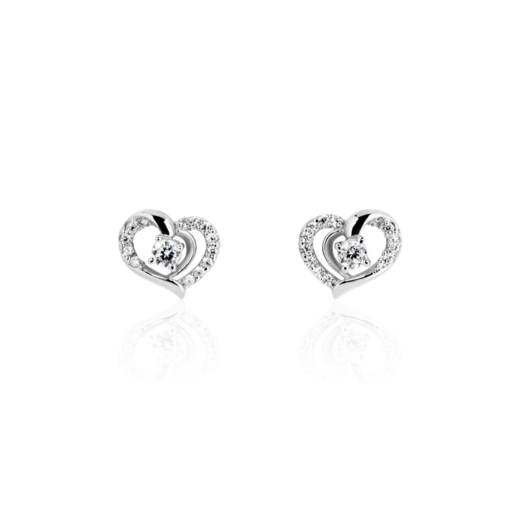 Boucles D'oreilles Puces Aggie Argent Blanc Oxyde De Zirconium - Puces Femme | Marc Orian
