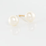 Boucles D'oreilles Puces Kesya Nacres Bouton Or Jaune Perle De Culture - Boucles d'oreilles mariage Famille | Marc Orian