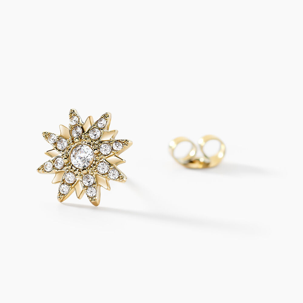 Boucles D'oreilles Puces Eva Acier Jaune Oxyde De Zirconium - Puces Femme | Marc Orian