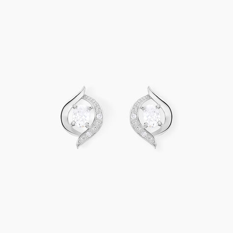 Boucles D'oreilles Puces Or Blanc Lydia Oxydes De Zirconium - Puces Femme | Marc Orian