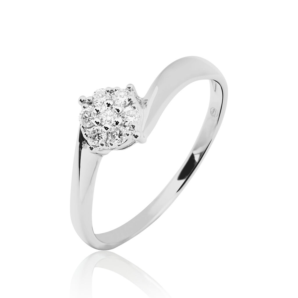 Bague Femme Or Blanc 18K Solitaire Diamant - Taille 55/56 - Occasion En Parfait état - 100€