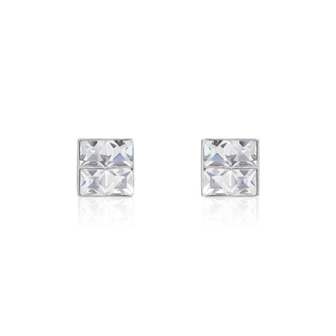 Boucles D'oreilles Puces Eve Argent Blanc Oxyde De Zirconium - Puces Femme | Marc Orian