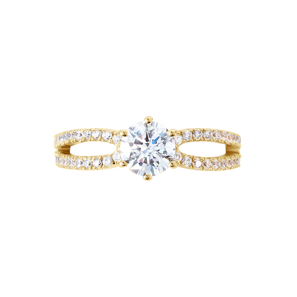 Bague Solitaire Plaqué Or Jaune Melaina Oxyde De Zirconium - Bagues Solitaire Femme | Marc Orian
