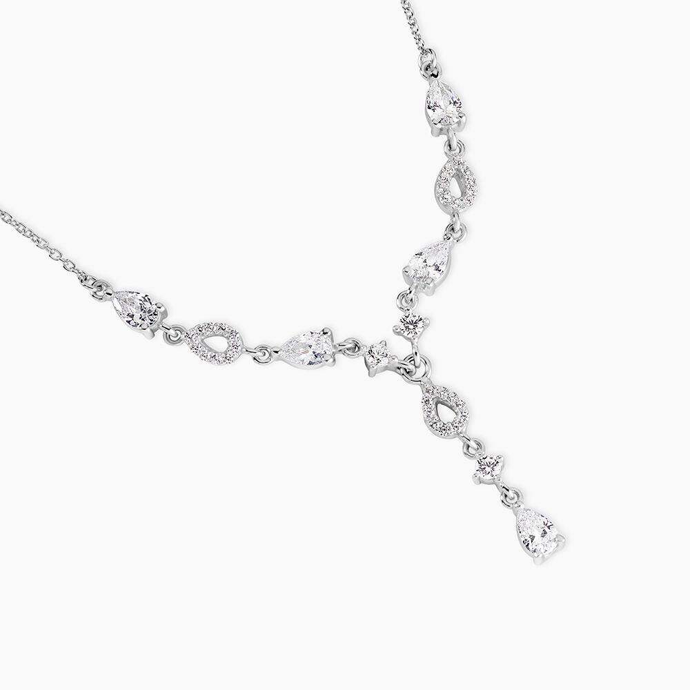 Collier Cravate Argent Blanc Benedito Oxydes De Zirconium - Colliers avec pierres Femme | Marc Orian