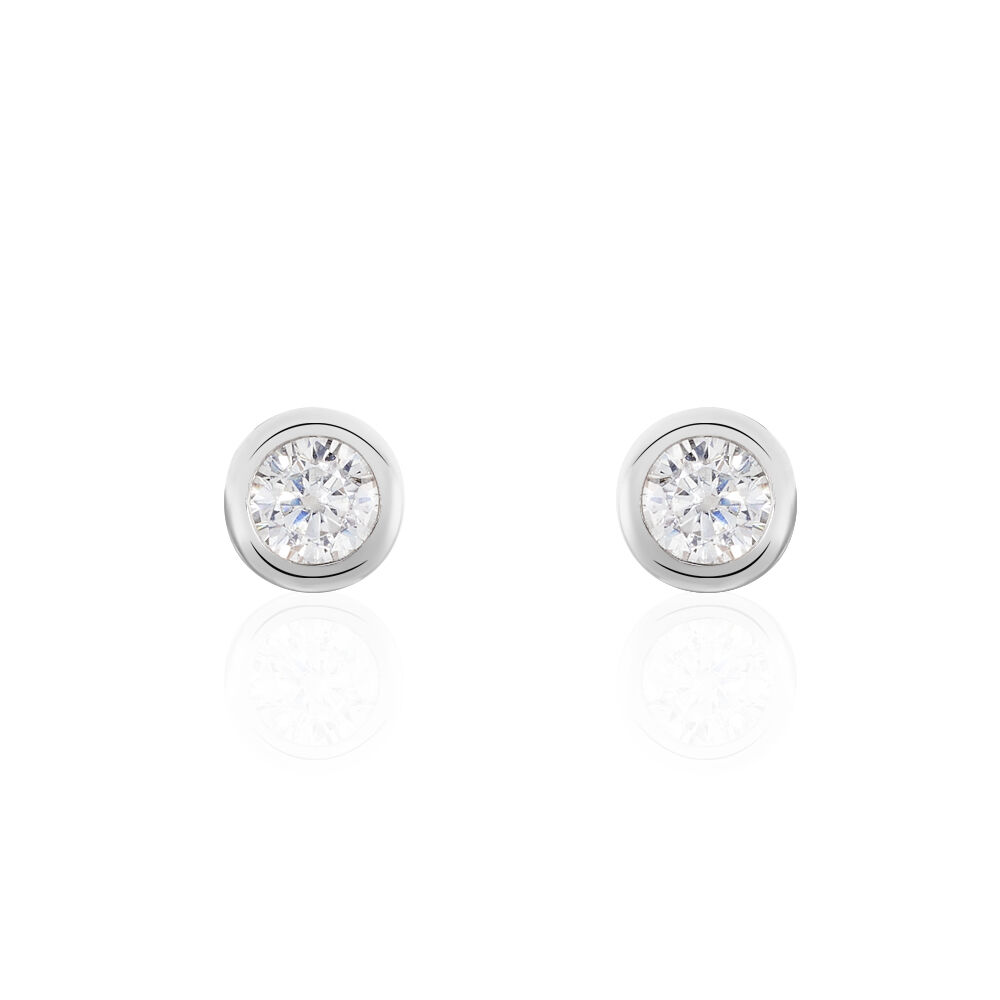 Boucles D'oreilles Puces Daria Serti Clos Or Blanc Oxyde De Zirconium - Puces Femme | Marc Orian
