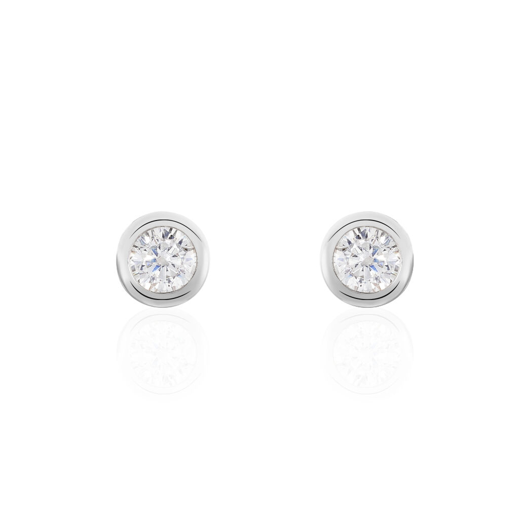 Boucles D'oreilles Puces Daria Serti Clos Or Blanc Oxyde De Zirconium - Puces Femme | Marc Orian