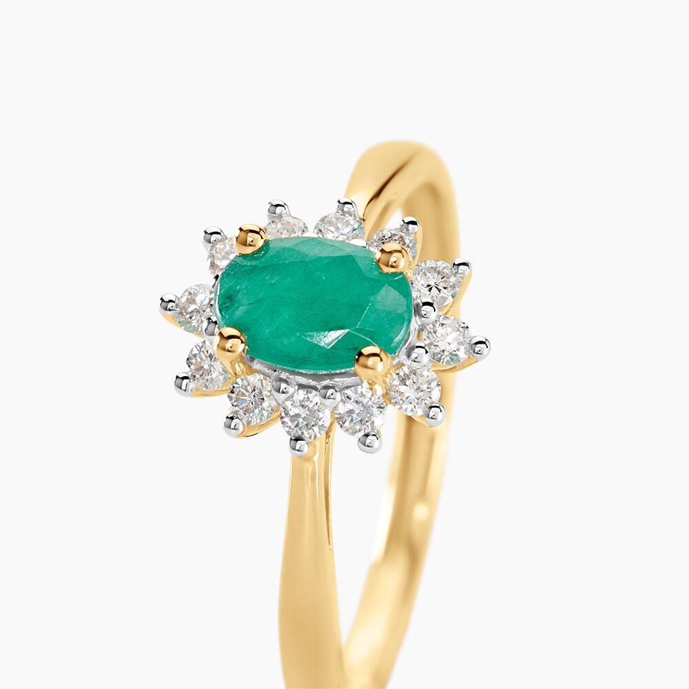 Bague Or Jaune Emeraude Diamants - Bagues vintage Femme | Marc Orian