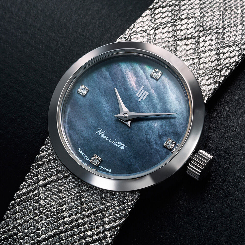 Montre Lip Henriette Diamant Nacre Noire - Montres étanches Femme | Marc Orian