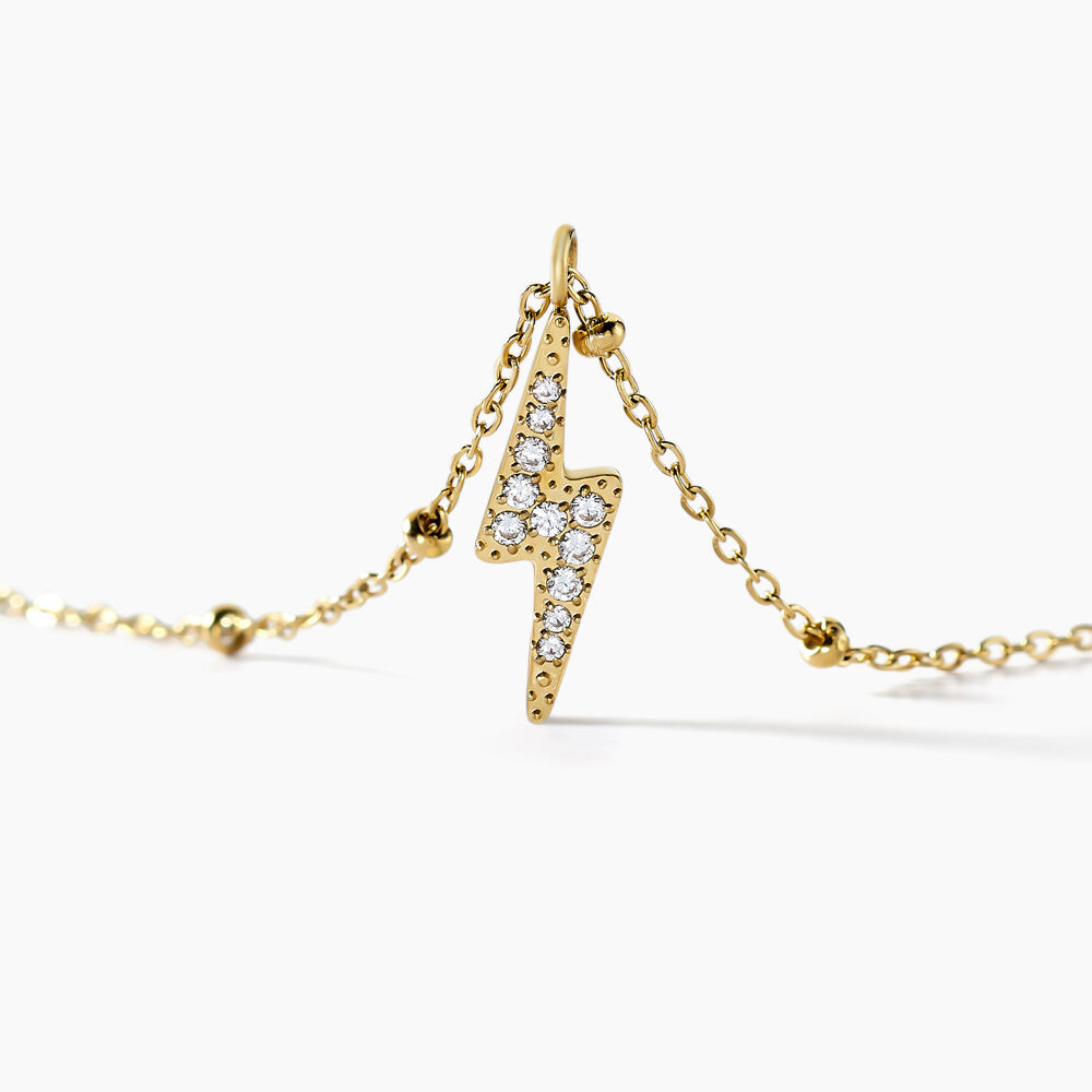 Collier Aurore Acier Doré éclair Cristal - Colliers avec pierres Femme | Marc Orian