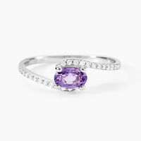 Bague Loriane Or Blanc Amethyste Et Oxyde De Zirconium