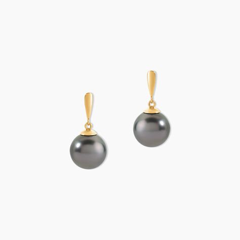 Boucles D'oreilles Pendantes Semi-baroque Or Jaune Perle De Tahiti - Pendantes Femme | Marc Orian