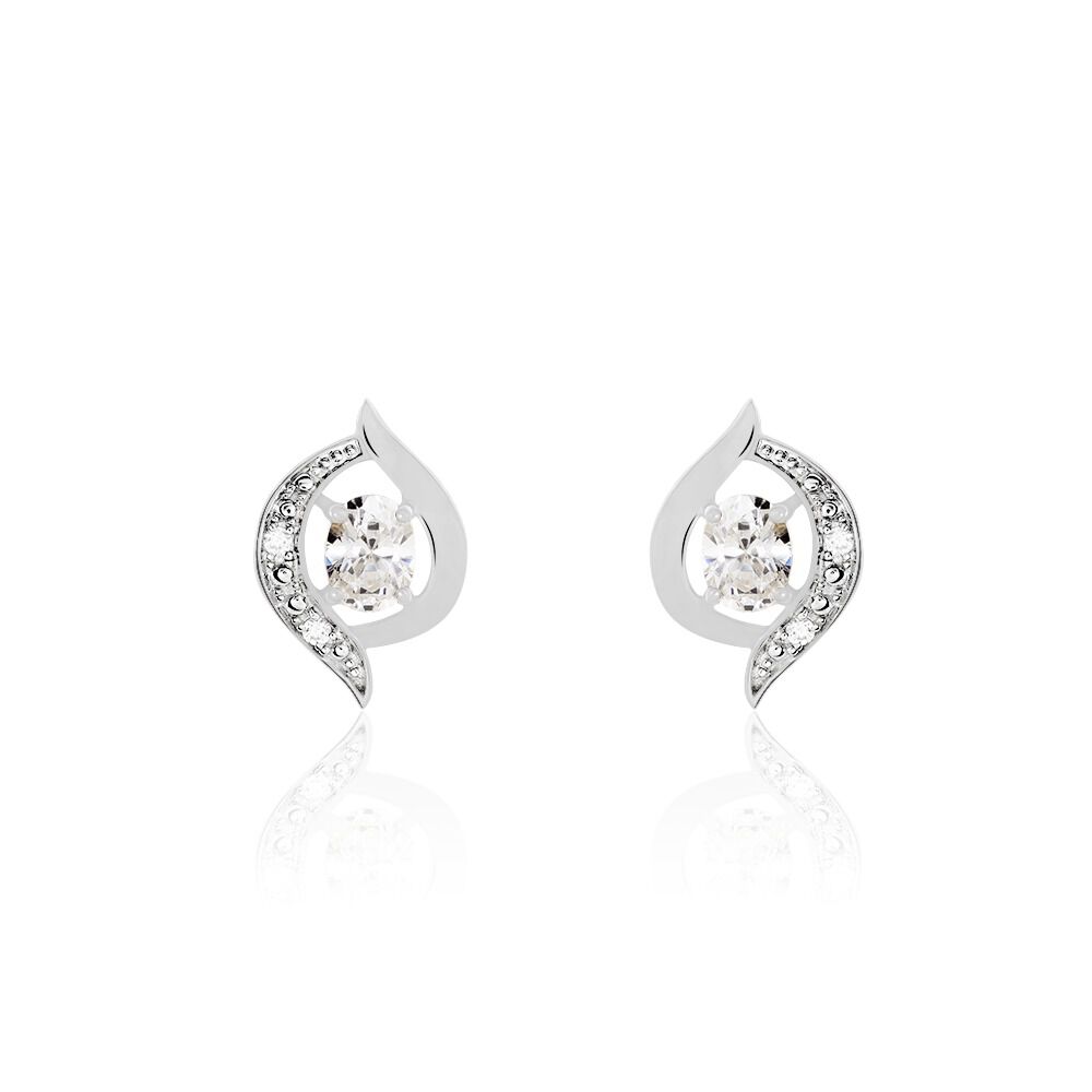 Boucles D'oreilles Puces Or Blanc Lydia Oxydes De Zirconium - Puces Femme | Marc Orian