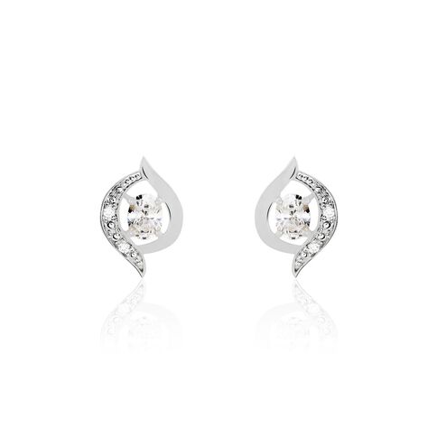 Boucles D'oreilles Puces Or Blanc Lydia Oxydes De Zirconium - Puces Femme | Marc Orian