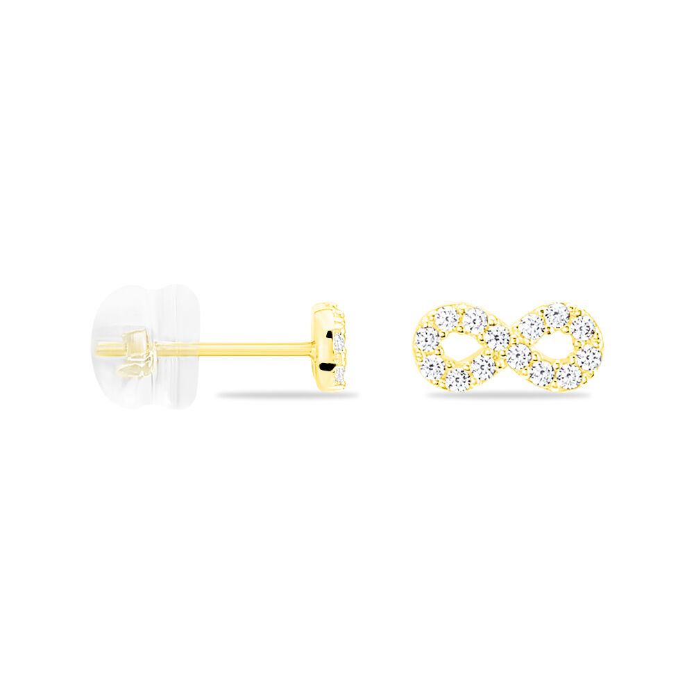 Boucles D'oreilles Puces Fannelle Infini Or Jaune Oxyde De Zirconium - Puces Femme | Marc Orian