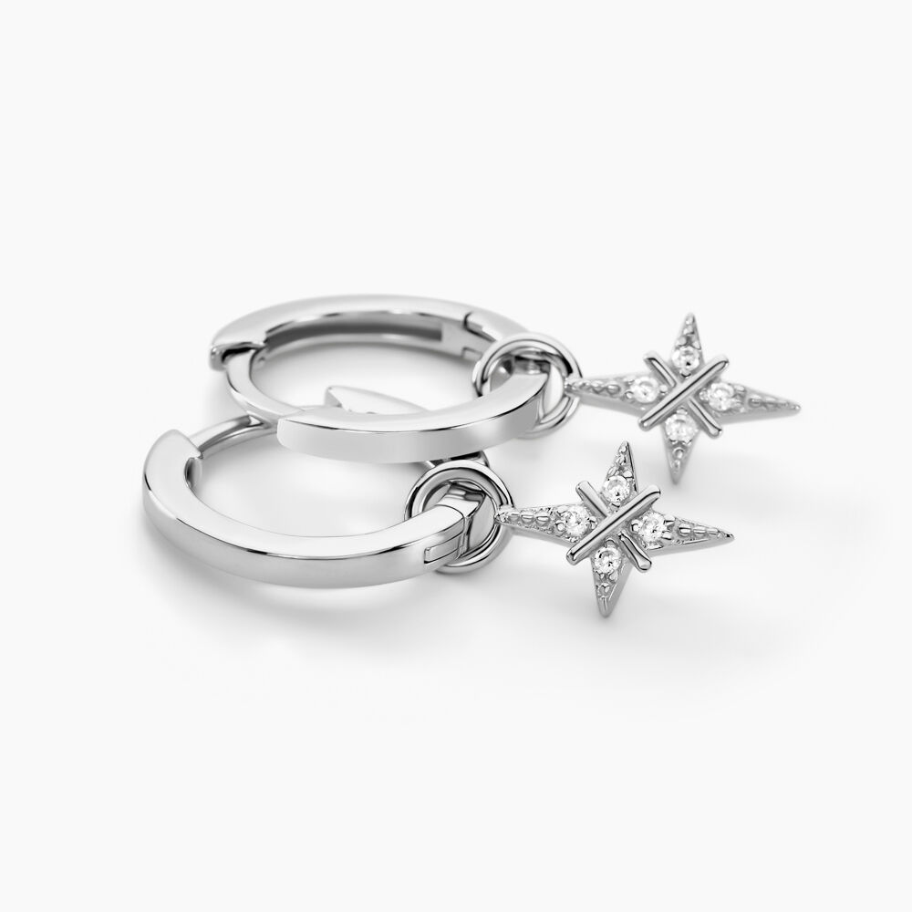 Cr&eacute;oles Astre Precieux Argent Blanc Oxyde De Zirconium - Boucles d'oreilles pampille Femme | Marc Orian