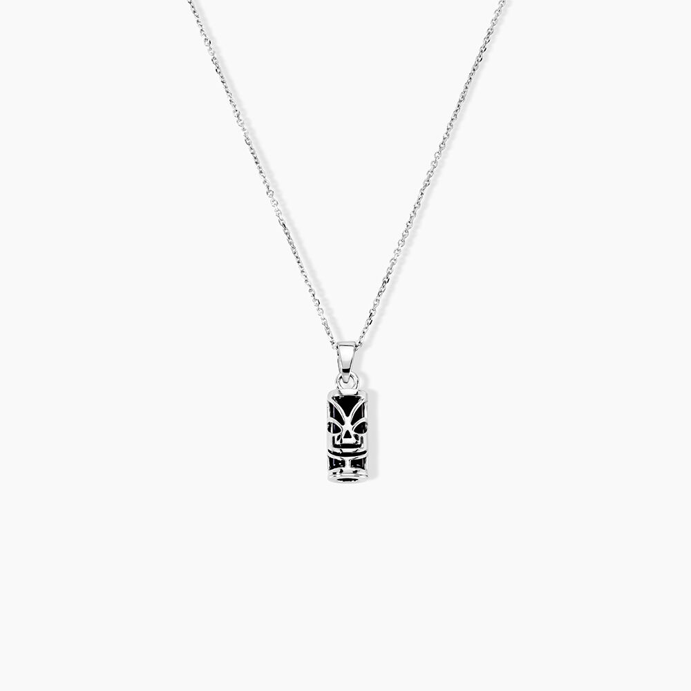 Pendentif Tiki Argent Blanc Onyx - Bijoux fantaisie Femme | Marc Orian