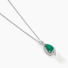 Collier Angelika Or Blanc Emeraude Et Diamant - Colliers Femme | Marc Orian
