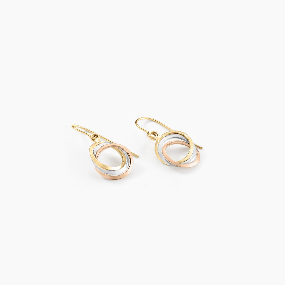 Boucles D'oreilles Pendantes Berangere Triple Cercles Or Tricolore - Pendantes Femme | Marc Orian