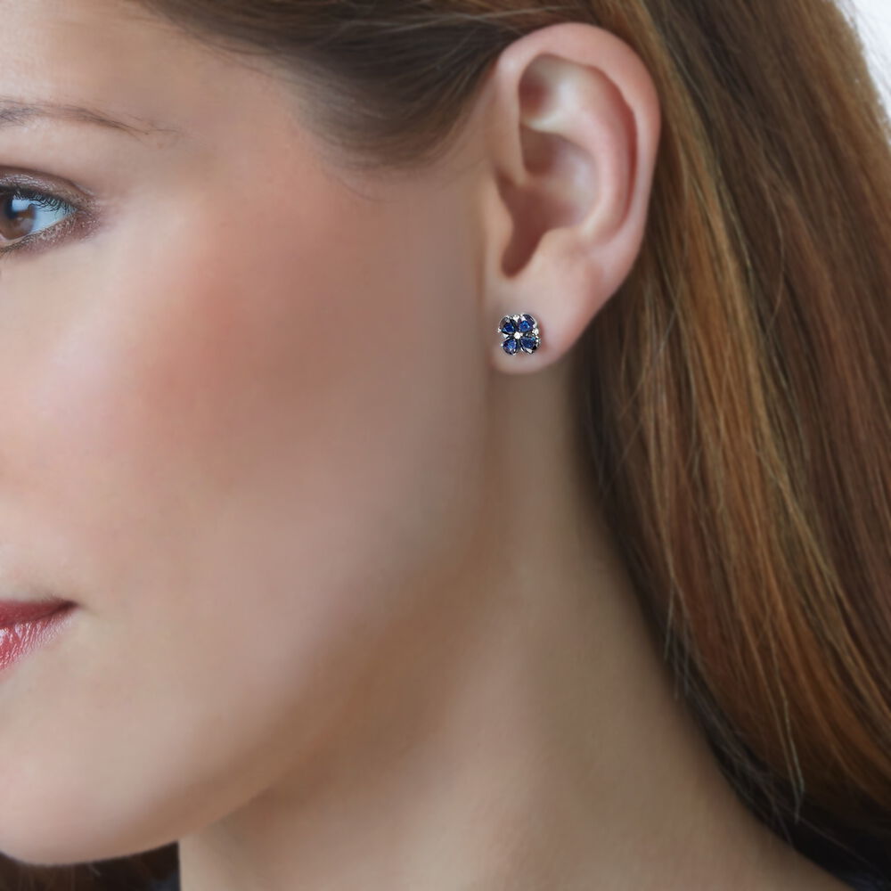 Boucles D'oreilles Puces Or Laura Blanc Saphir Et Diamant -  Femme | Marc Orian