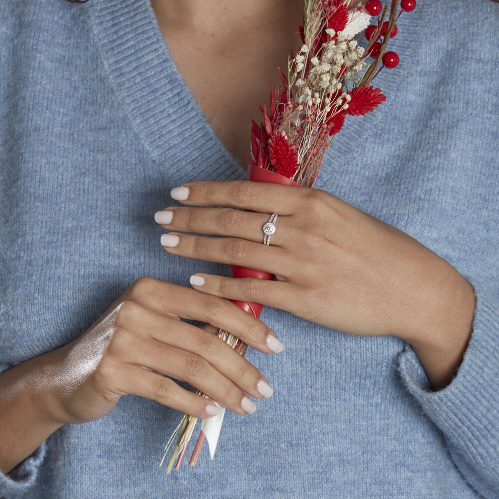 Bague Solitaire Accompagné Sosanna Or Blanc Diamant Synthétique - Solitaires Femme | Marc Orian