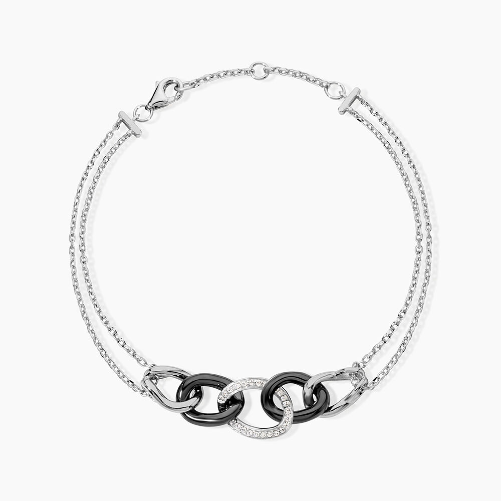 Bracelet Link Argent Blanc C&eacute;ramique Et Oxyde De Zirconium - Bracelets cha&icirc;nes Femme | Marc Orian