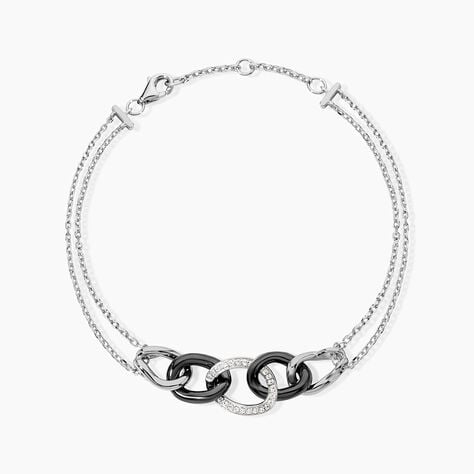 Bracelet Link Argent Blanc C&eacute;ramique Et Oxyde De Zirconium - Bracelets cha&icirc;nes Femme | Marc Orian