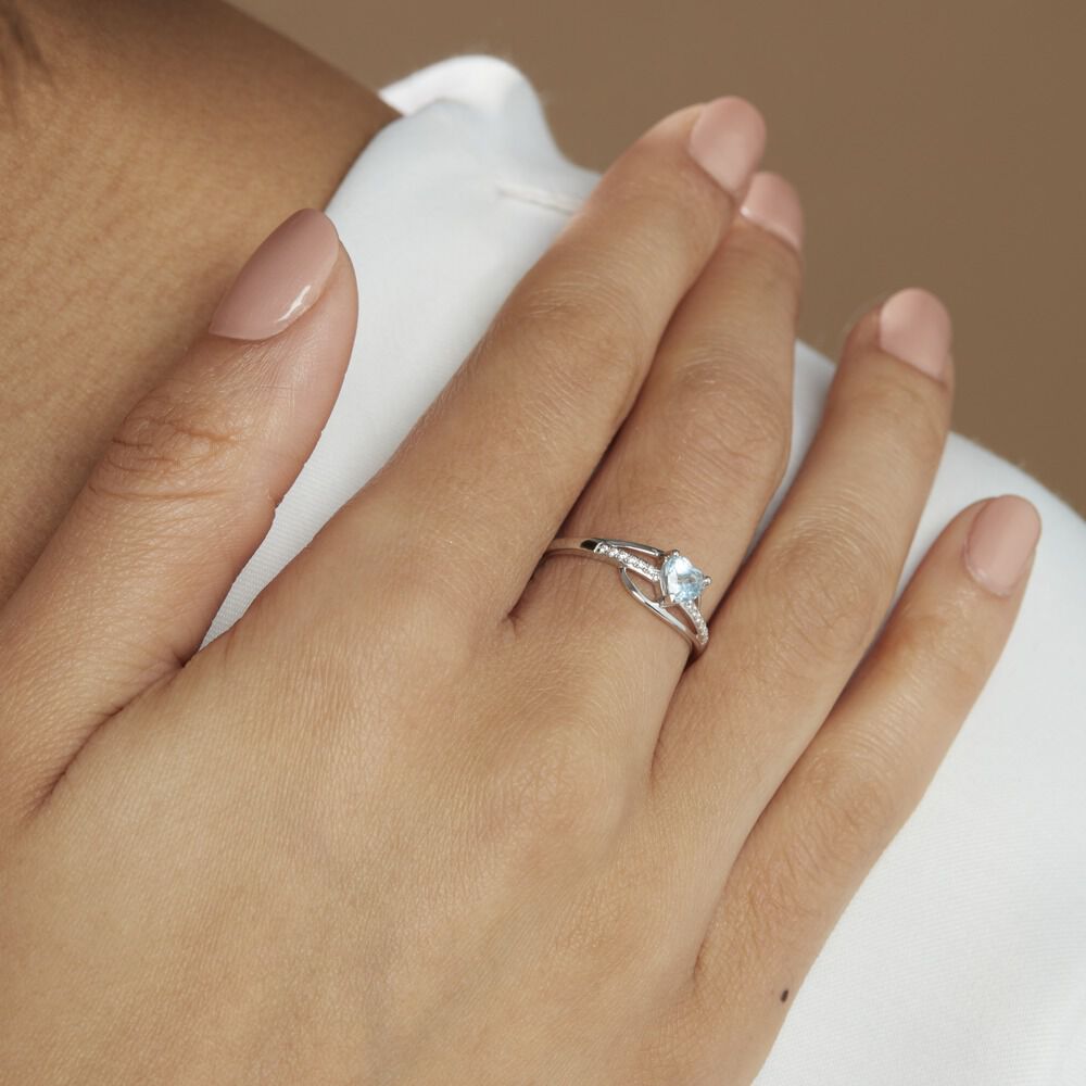 Bague Silucia Or Blanc Topaze Et Oxyde De Zirconium - Bagues pierres fines Femme | Marc Orian