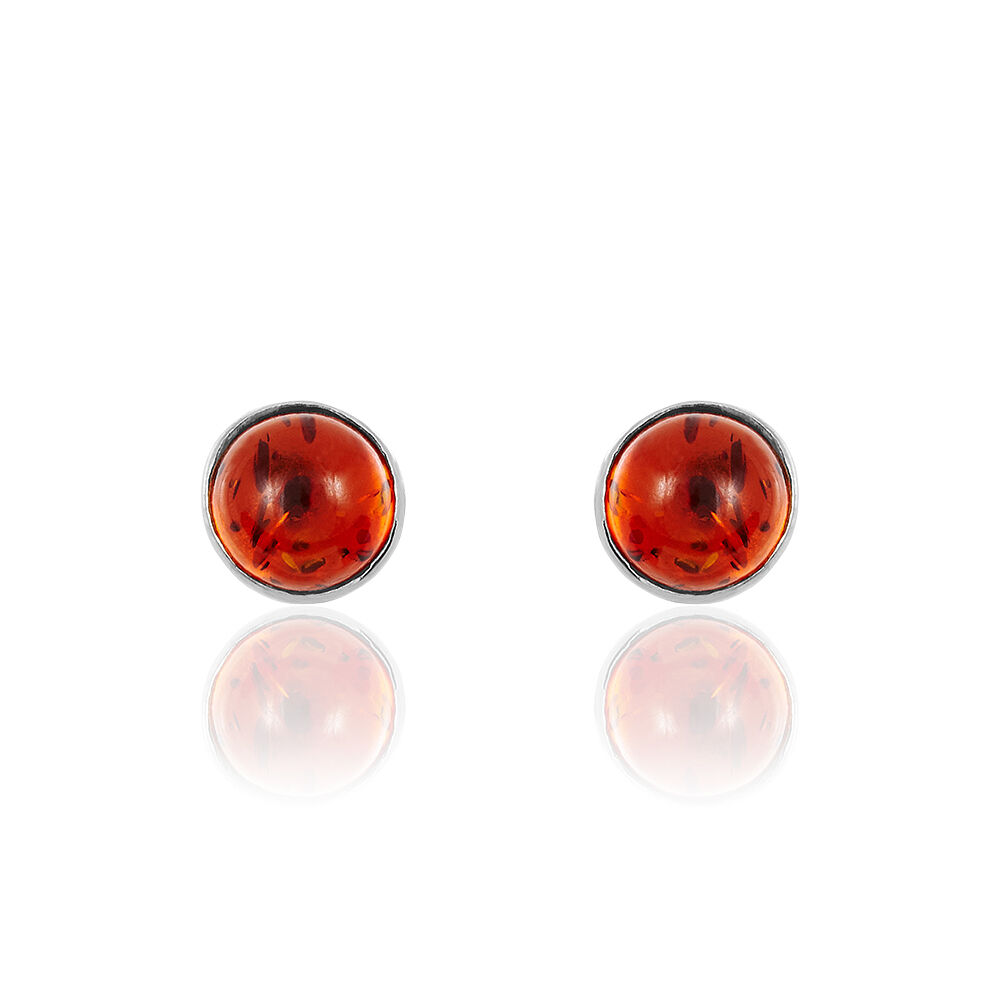 Boucles D'oreilles Puces Brunhild Argent Blanc Ambre - Puces Femme | Marc Orian