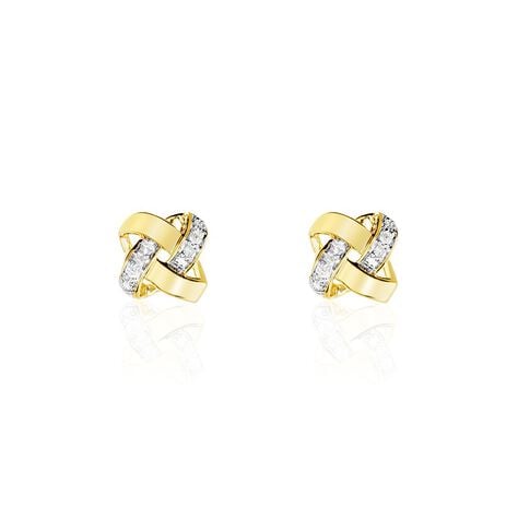 Boucles D'oreilles Puces Nyree Or Jaune Diamant - Puces Femme | Marc Orian