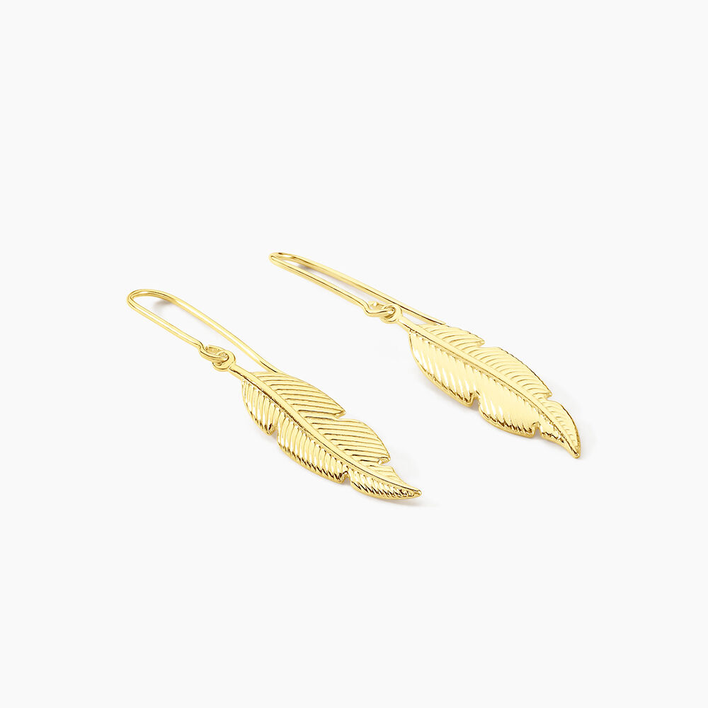 Boucles D'oreilles Pendantes Indian Nature Feuilles Or Jaune -  Femme | Marc Orian
