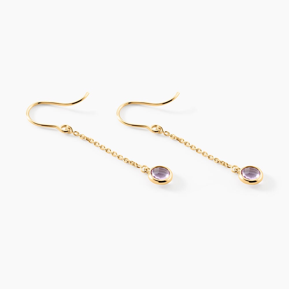 Boucles D'Oreilles Pendantes Arenale Argent Dor&eacute; A L'Or 750/1000 Am&eacute;thyste - Pendantes Femme | Marc Orian