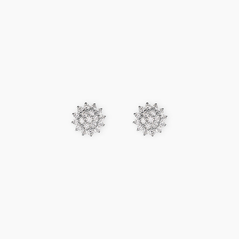 Boucles D'Oreilles Puces Saria Argent Blanc Oxyde De Zirconium - Puces Femme | Marc Orian