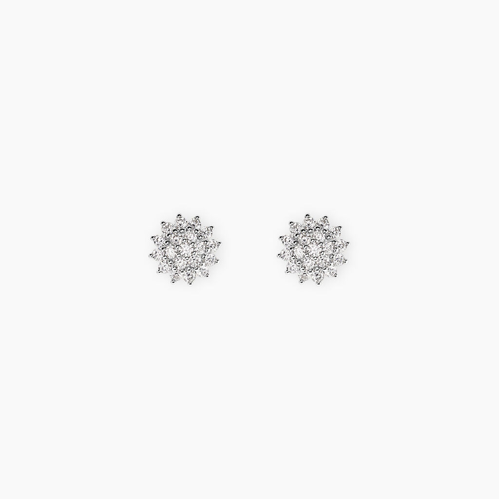 Boucles D'Oreilles Puces Saria Argent Blanc Oxyde De Zirconium - Puces Femme | Marc Orian