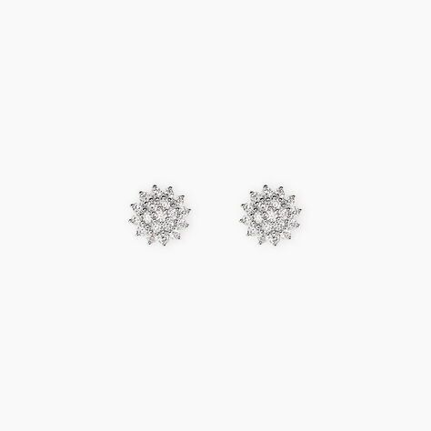 Boucles D'Oreilles Puces Saria Argent Blanc Oxyde De Zirconium - Puces Femme | Marc Orian
