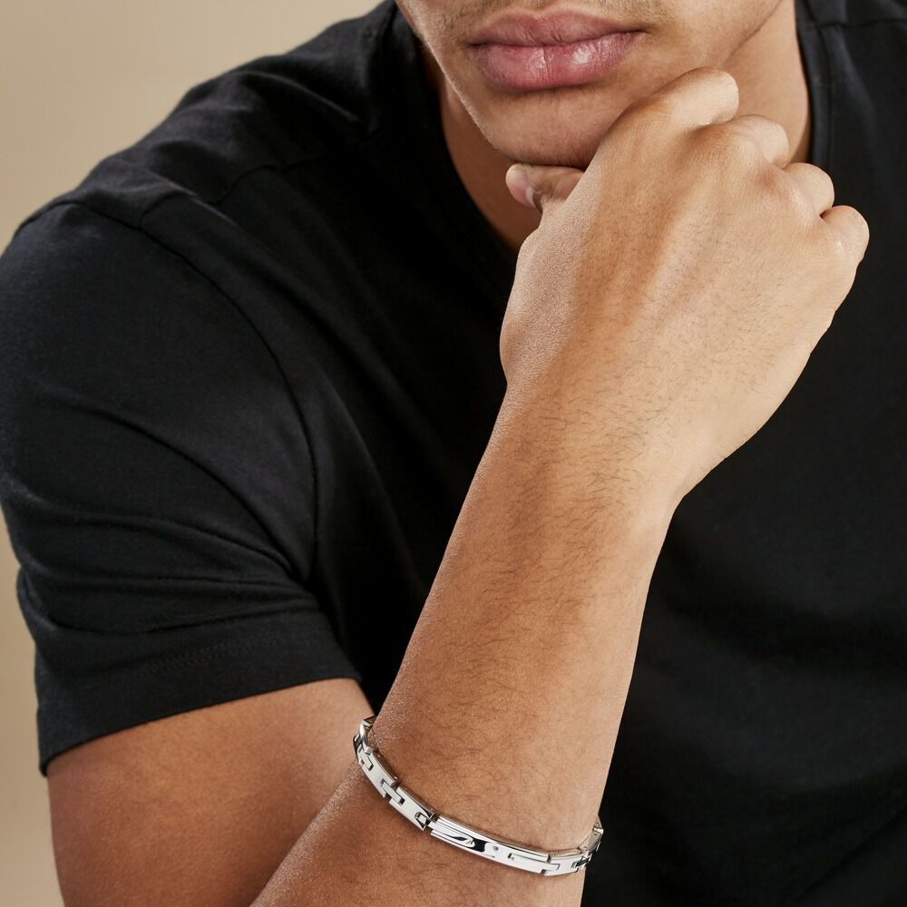 Bracelet Identitée Zion Acier Blanc - Gourmettes Homme | Marc Orian