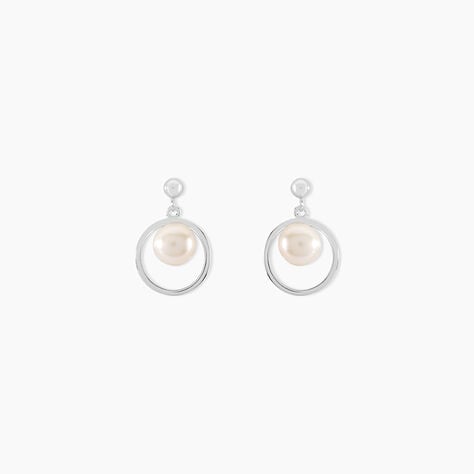 Boucles D'oreilles Pendantes Ivana Argent Blanc Perle De Culture - Pendantes Femme | Marc Orian