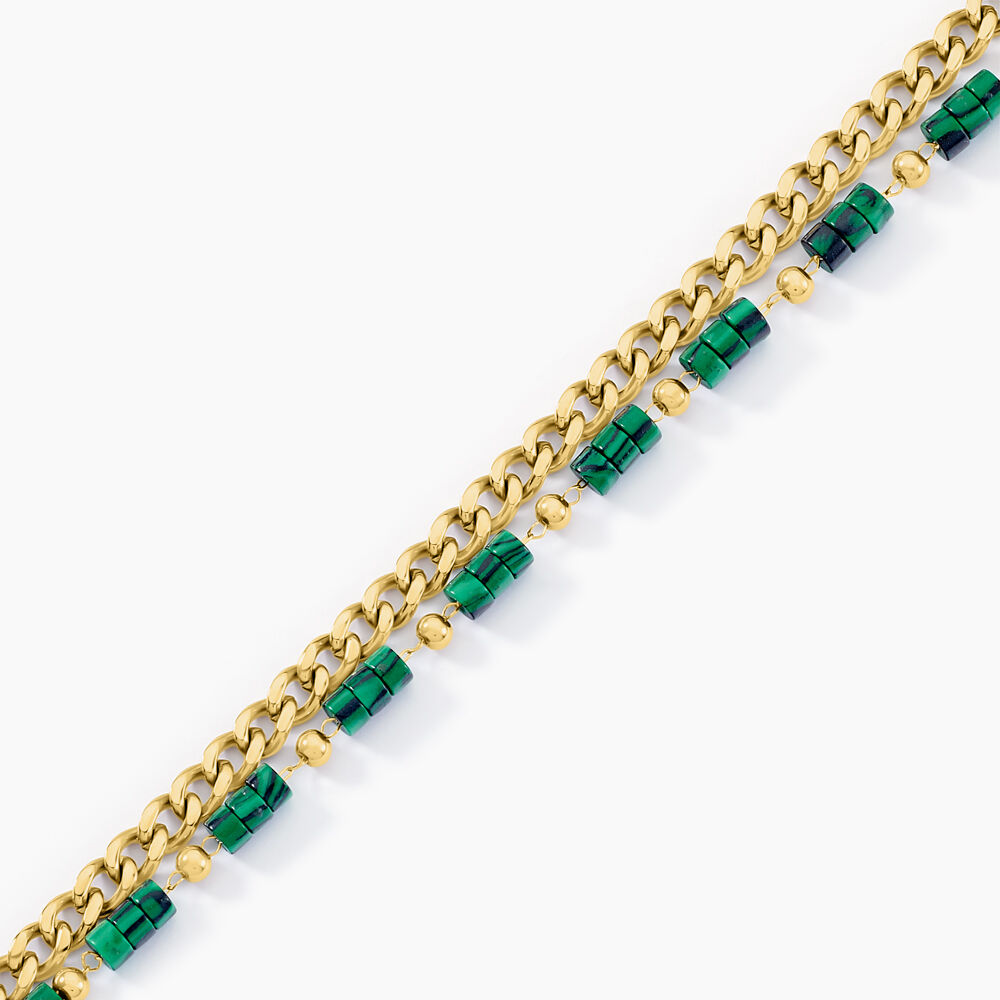 Bracelet Athena Acier Dor&eacute; Malachite - Bracelets Multirangs Femme | Marc Orian