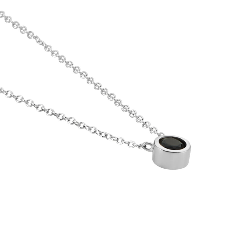 Collier Cadell Argent Blanc Oxyde De Zirconium Noir - Colliers solitaires Femme | Marc Orian