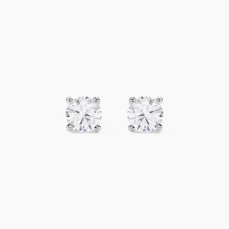 Boucles D'oreilles Puces 4 Griffes Or Blanc Diamant Synthetique - Boucles d'oreilles mariage Femme | Marc Orian