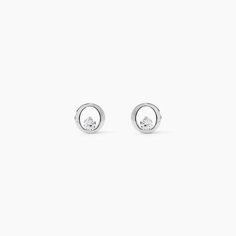 Boucles D'oreilles Puces Dolly Or Blanc Oxyde De Zirconium - Puces Femme | Marc Orian