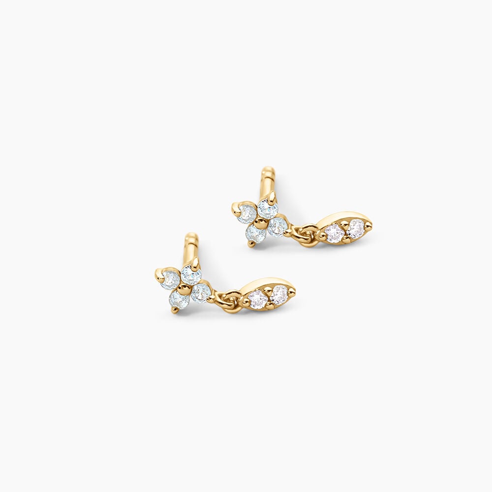 Boucles D'Oreilles Pendantes Jona Argent Dor&eacute; A L'Or 750/1000 Topaze Oxyde De Zirconium - Pendantes Femme | Marc Orian